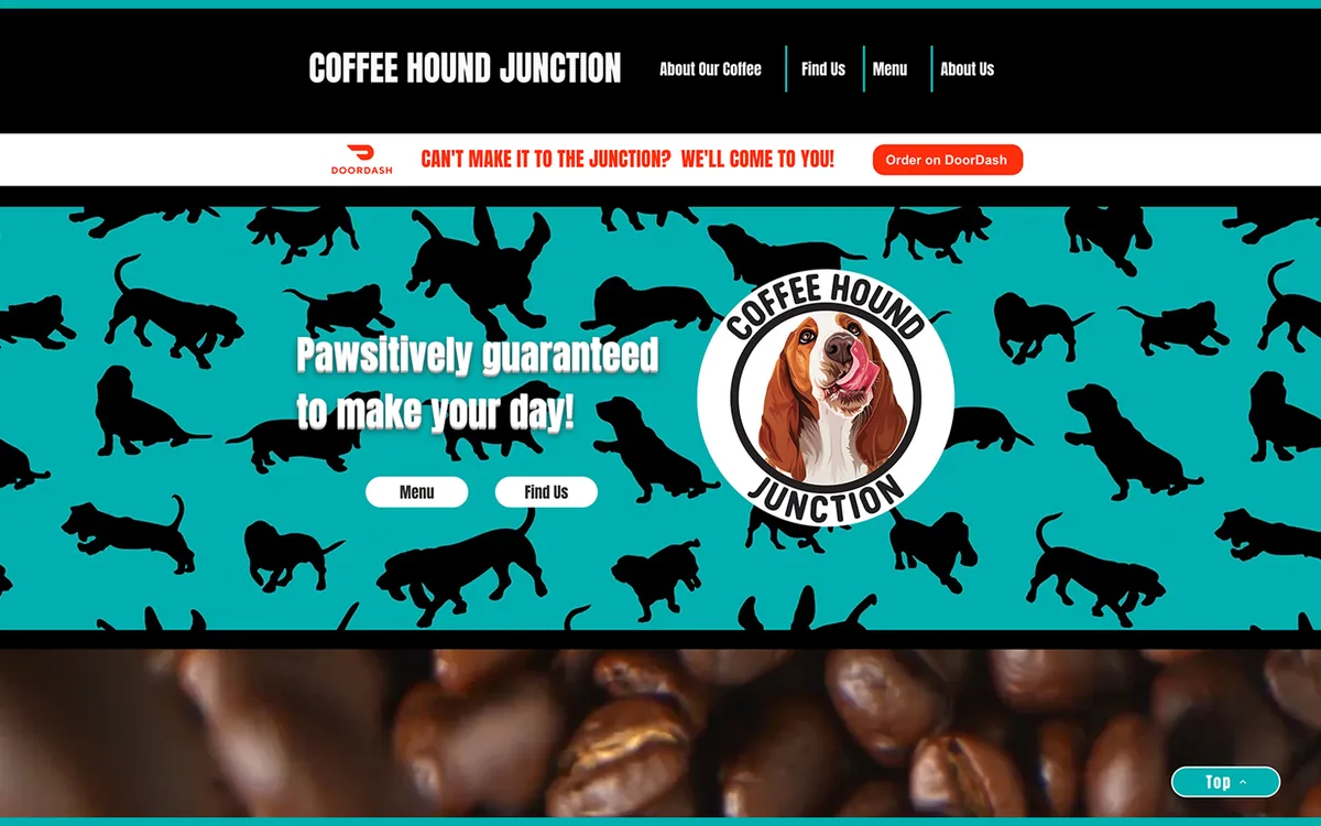 Screenshot of the Coffee Hound Junction website